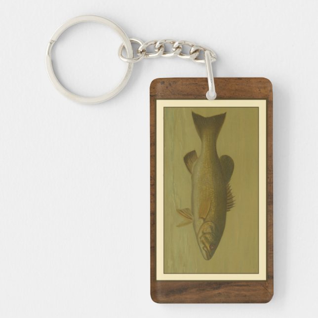 Black Bass on a Green Background Key Ring (Front)