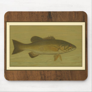 Black Bass on a Green Background Mouse Pad