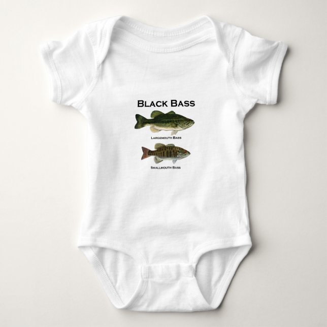 Black Bass Species (largemouth - smallmouth) Baby Bodysuit (Front)