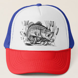 Black bass trucker hat