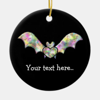 Black Bat and Heart Personalised Halloween Bat Ceramic Ornament