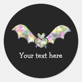 Black Bat and Heart Personalised Halloween Bat Classic Round Sticker