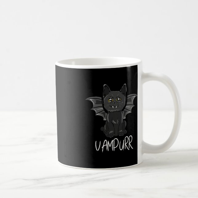 Black Bat Cat Halloween Vampire Vampurr Costume  Coffee Mug (Right)