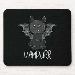 Black Bat Cat Halloween Vampire Vampurr Costume  Mouse Pad