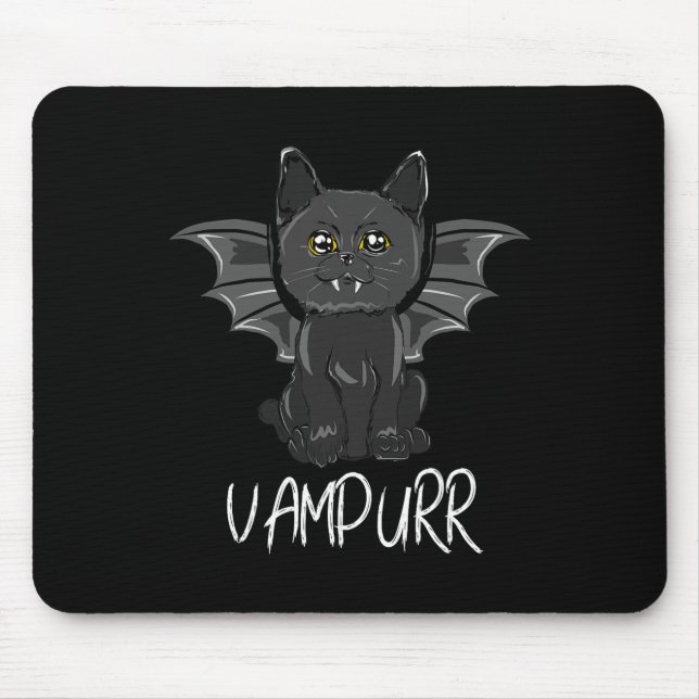 Black Bat Cat Halloween Vampire Vampurr Costume  Mouse Pad (Front)