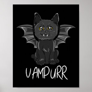 Black Bat Cat Halloween Vampire Vampurr Costume  Poster