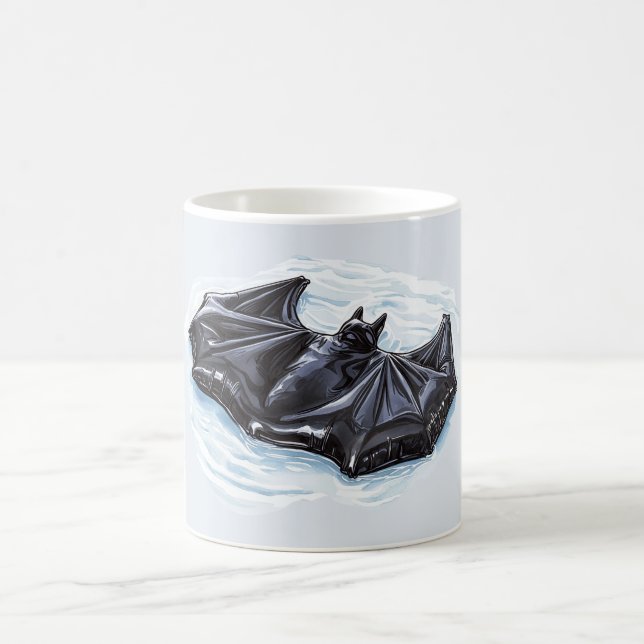 Black Bat Float Beach Coffee Mug (Center)