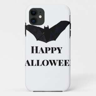 Black bat happy Halloween add name text witches iPhone 11 Case