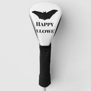 Black bat happy Halloween add name text witches Golf Head Cover
