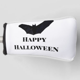 Black bat happy Halloween add name text witches Golf Head Cover