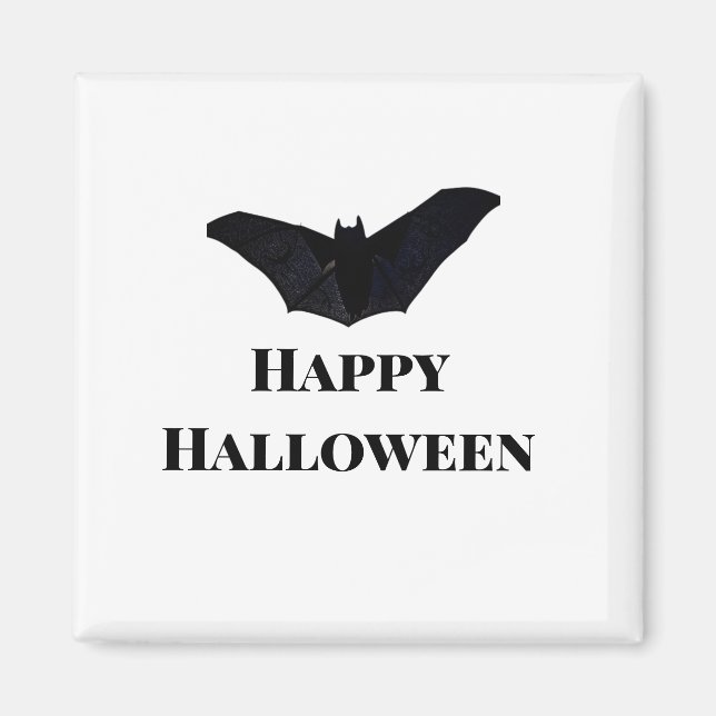 Black bat happy Halloween add name text witches  Magnet (Front)