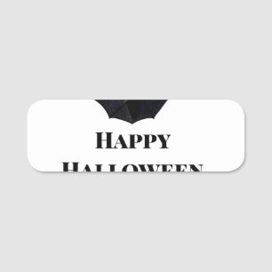 Black bat happy Halloween add name text witches  Name Tag