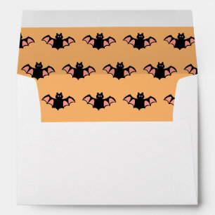 Black Bat Pattern on Orange Envelope