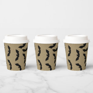 Black Bat Rustic Kraft Halloween Party Paper Cups