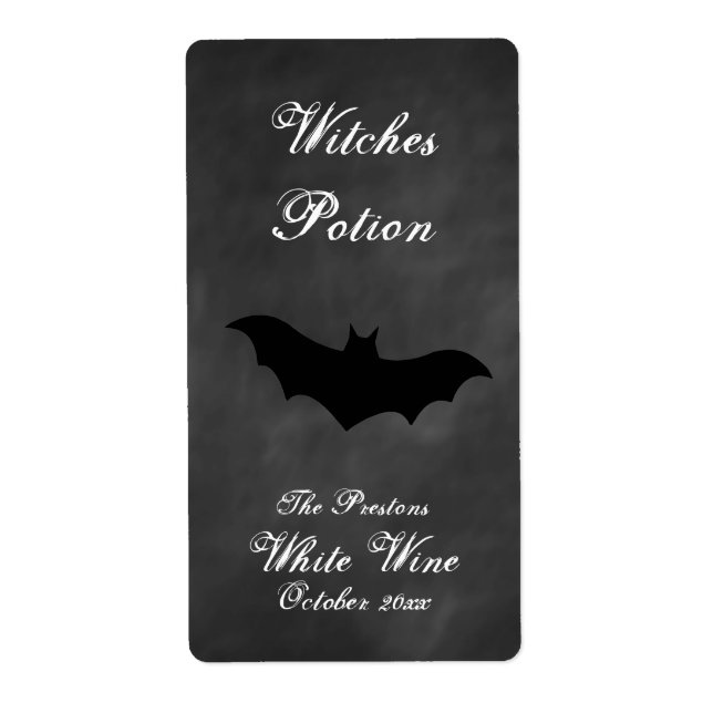 Black Bat Witches Potion Wine Label (Front)