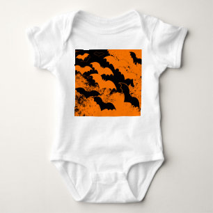 Black Bats In Flight Orange Baby Bodysuit