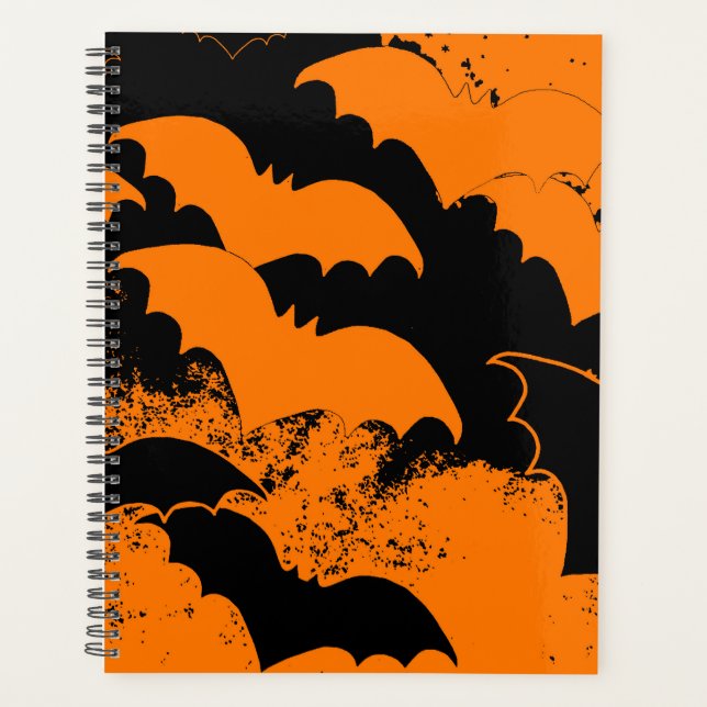 Black Bats In Flight Orange Planner (Front)