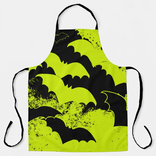 Black Bats In Flight Yellow Apron (Front)
