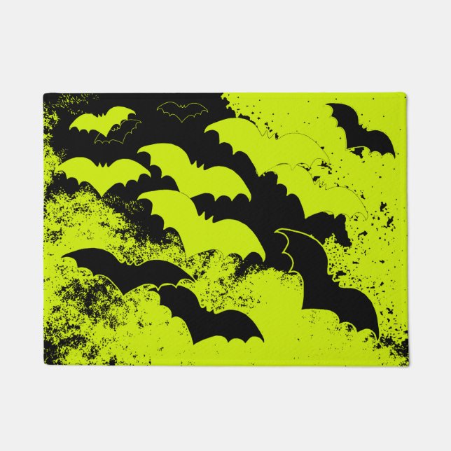 Black Bats In Flight Yellow Doormat (Front)