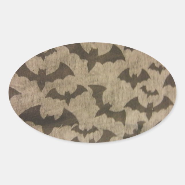 Black Bats Oval Sticker (Front)