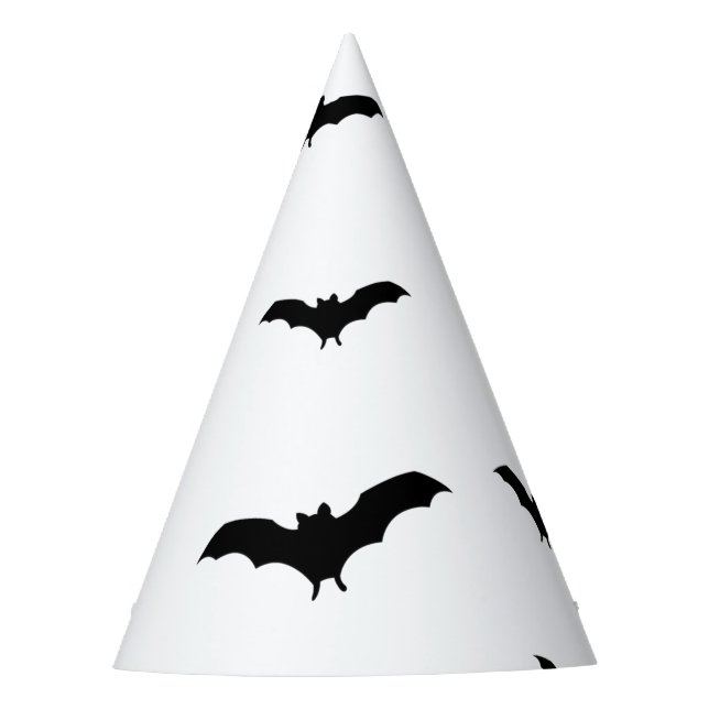 Black Bats & White Cute Halloween Party Chic Party Hat (Front)