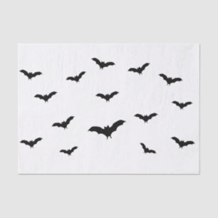Black Bats & White Cute Halloween Party Chic Tissue Paper