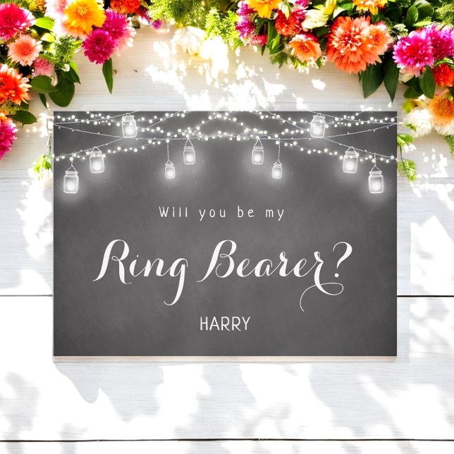 Black Be My Ring Bearer Rustic Mason Jar  Invitation (Creator Uploaded)