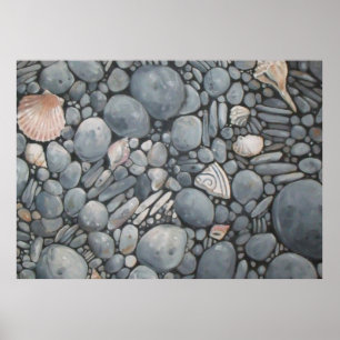 Black Beach Rocks Pebbles Stones Poster