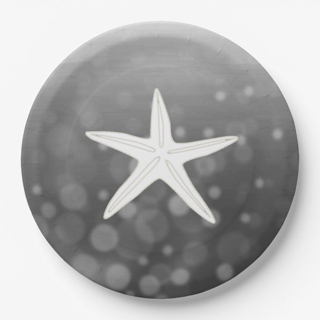 Black  Beach Themed Starfish Paper Plates (Front)