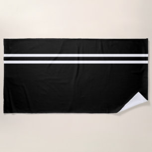 Black Beach Towel with White Lines