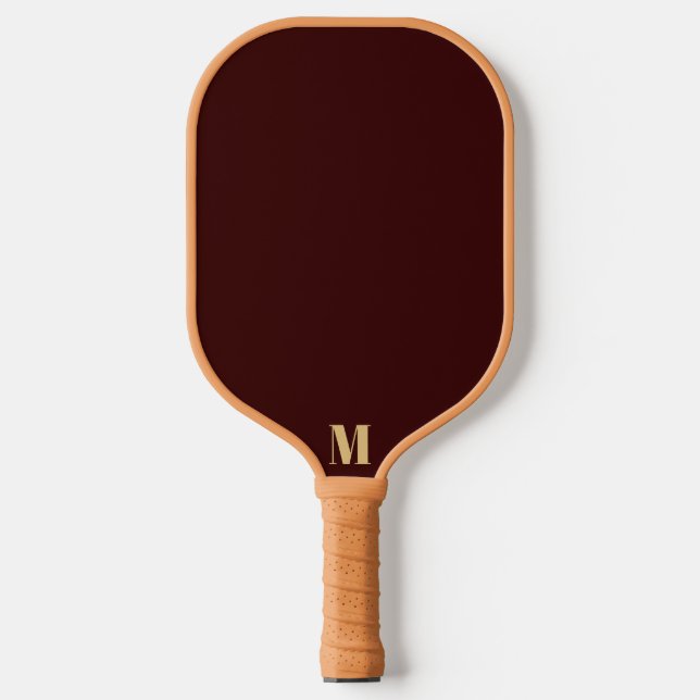 Black Bean and Indian Yellow Modern Monogram Pickleball Paddle (Front)