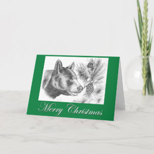 Black Bear and a Christmas Tree Card