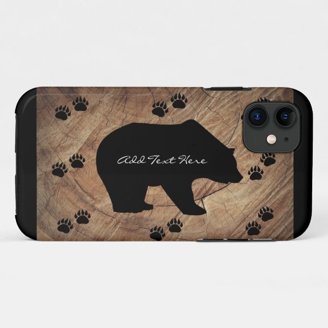 Black Bear And Bear Paws Case-Mate iPhone Case (Back (Horizontal))