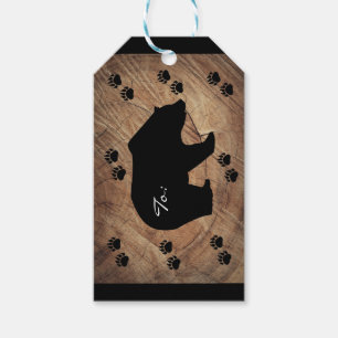 Black Bear And Bear Paws Gift Tags