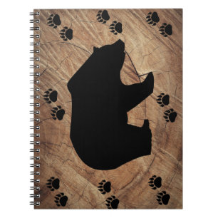 Black Bear And Bear Paws Notebook