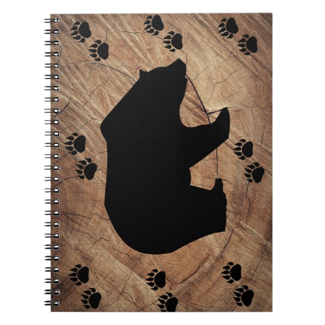 Black Bear And Bear Paws Notebook (Front)
