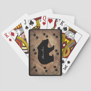 Black Bear And Bear Paws Playing Cards