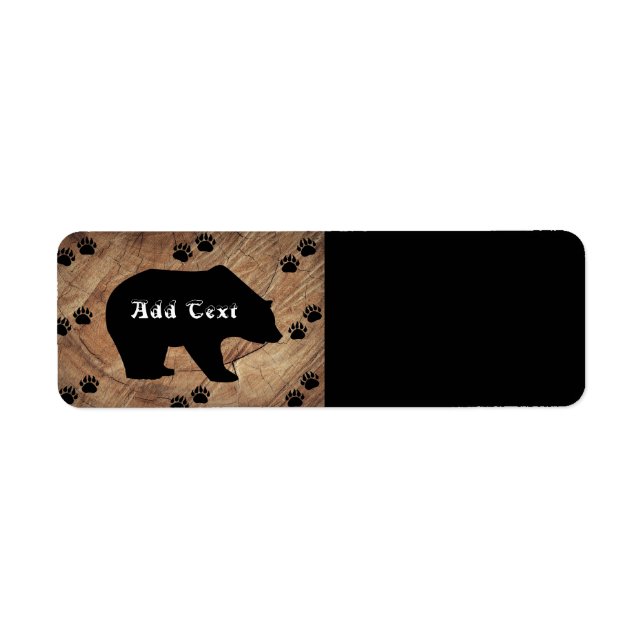 Black Bear And Bear Paws Return Address Label (Front)