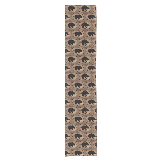 Black Bear And Bear Paws Short Table Runner (Front)