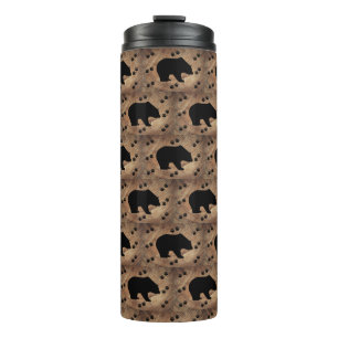 Black Bear And Bear Paws Thermal Tumbler