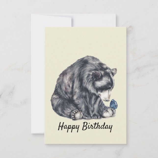 Black Bear and Butterfly Birthday Card (Front)