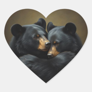 Black Bear Animal Humour Cute Bear Hug Heart Sticker