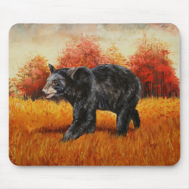 Black Bear Autumn Mouse Pad (Front)