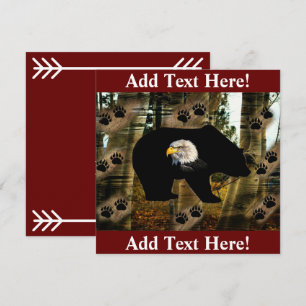 Black Bear Bald Eagle Bear Paw Prints  Thank You Card