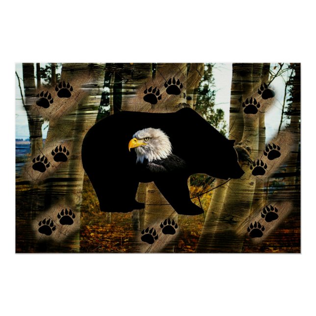 Black Bear Bald Eagle Bear Paw Prints Wilderness (Front)