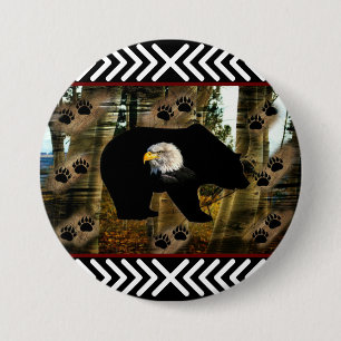 Black Bear Bald Eagle Bear Paw Prints Wilderness 7.5 Cm Round Badge