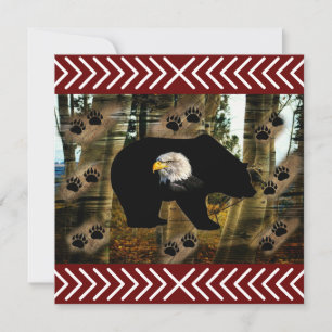 Black Bear Bald Eagle Bear Paw Prints Wilderness Card