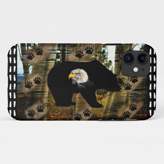 Black Bear Bald Eagle Bear Paw Prints Wilderness Case-Mate iPhone Case (Back (Horizontal))