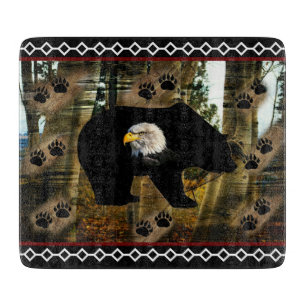 Black Bear Bald Eagle Bear Paw Prints Wilderness Cutting Board