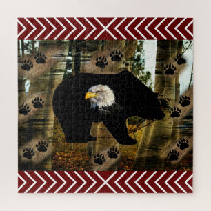 Black Bear Bald Eagle Bear Paw Prints Wilderness Jigsaw Puzzle